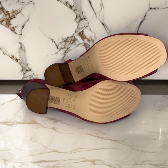 Womens Burgundy Suede Open-Toe Block Heels W/ Back Zipper - Size 10 - Picture 10 of 16